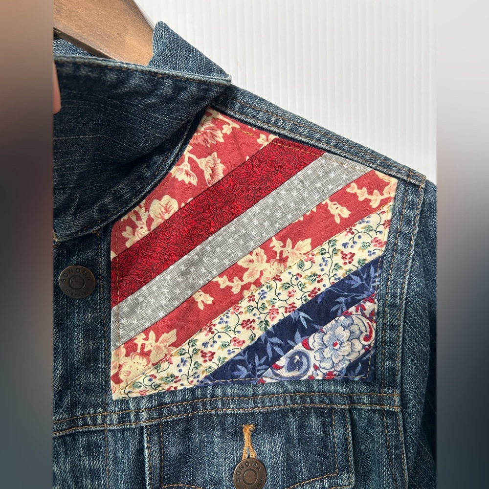 Denim Jacket Upcycled Size Small - Picture 5 of 16
